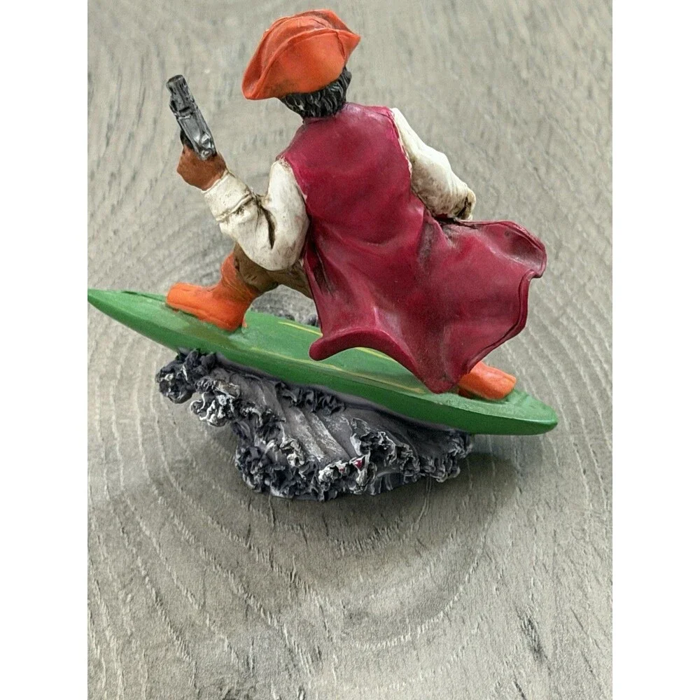 Florida Pirate Surfing Figurine Souvenir Resin Statue 3.75” Tropical Decor